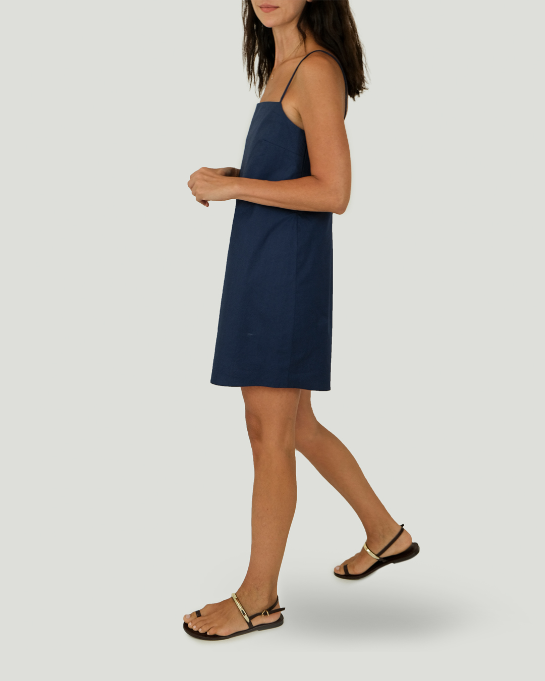 İnce Askılı Cotton Poplin Mini Elbise