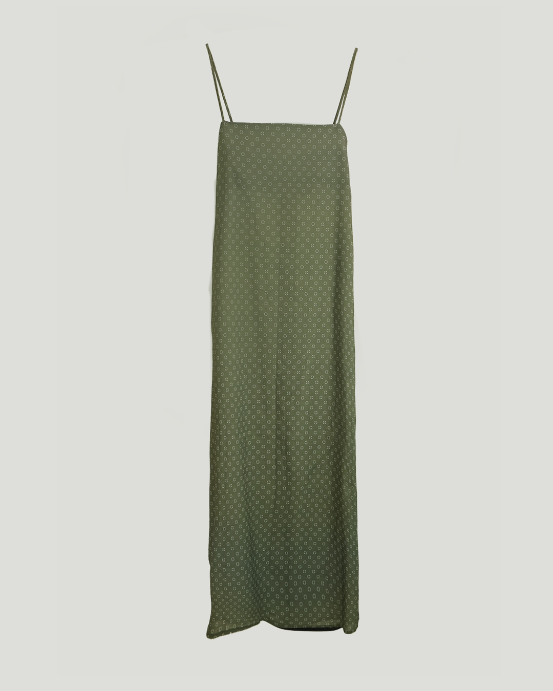 İnce Askılı Keten Cotton Desenli Maxi Elbise