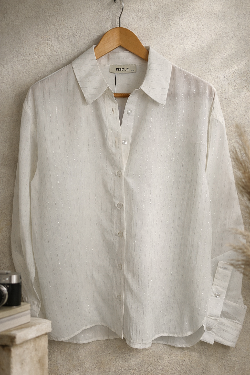 Silver-Lined Boxy Gömlek