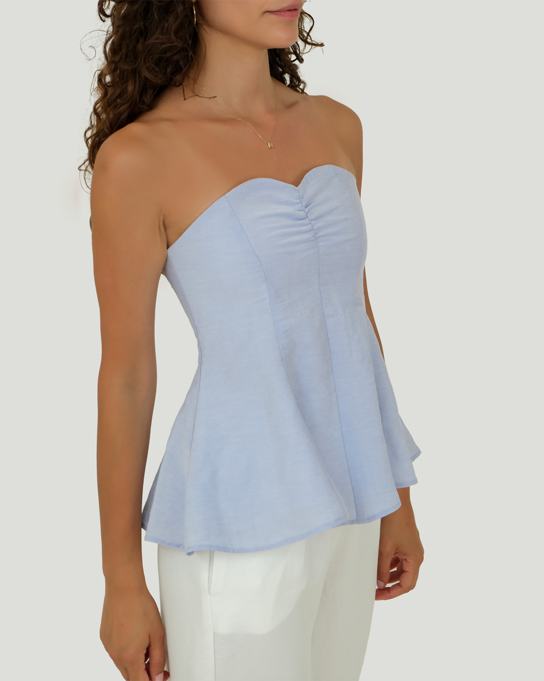 Keten Cotton Straplez Bluz