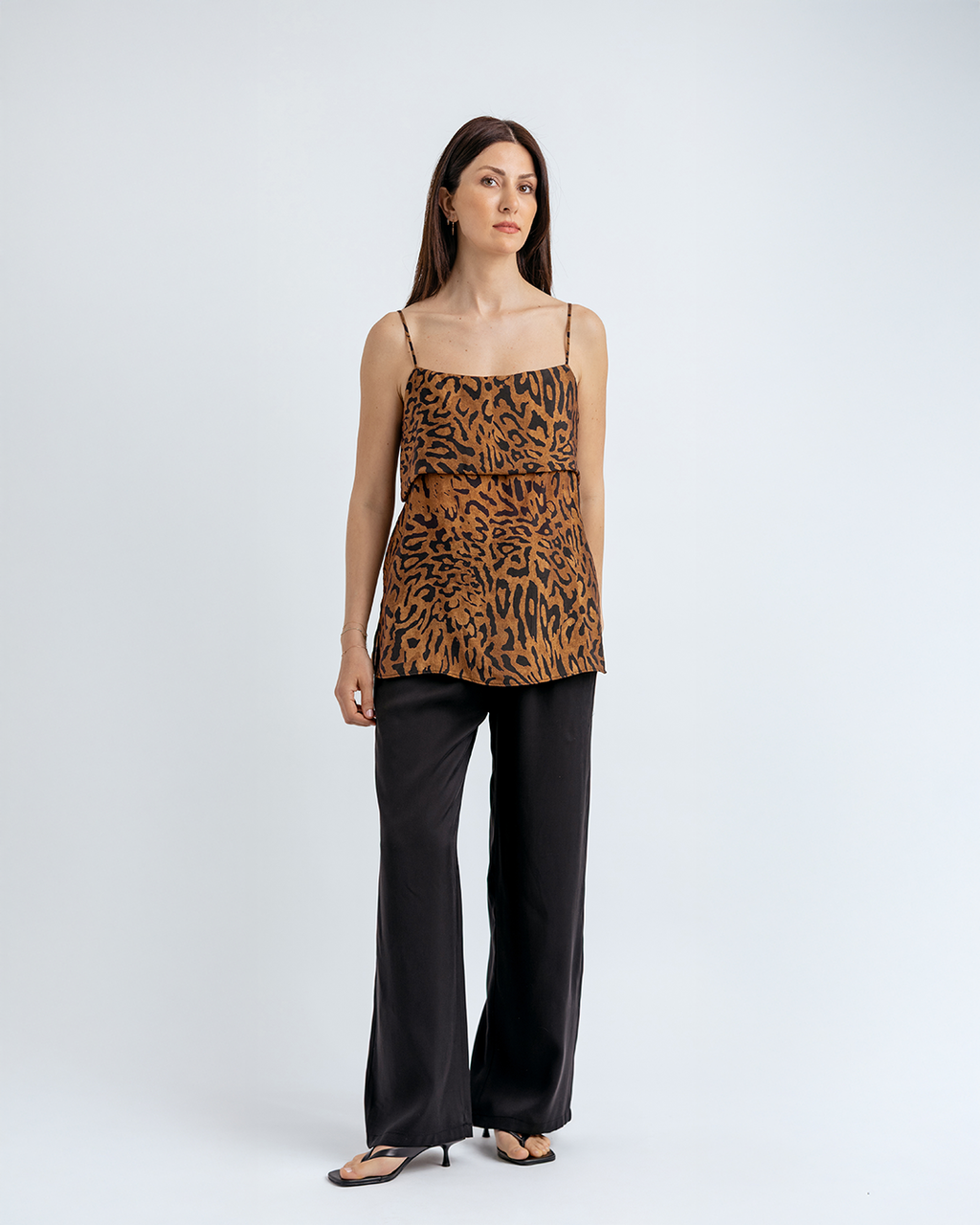 Katlama Detaylı Bluz, Leopar Desenli