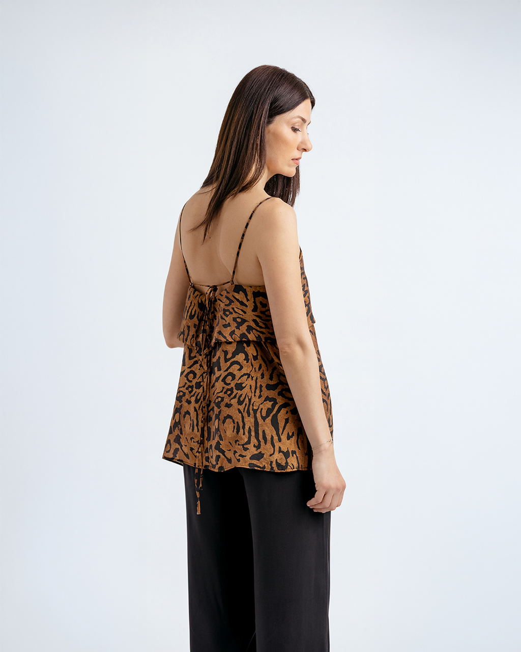 Katlama Detaylı Bluz, Leopar Desenli