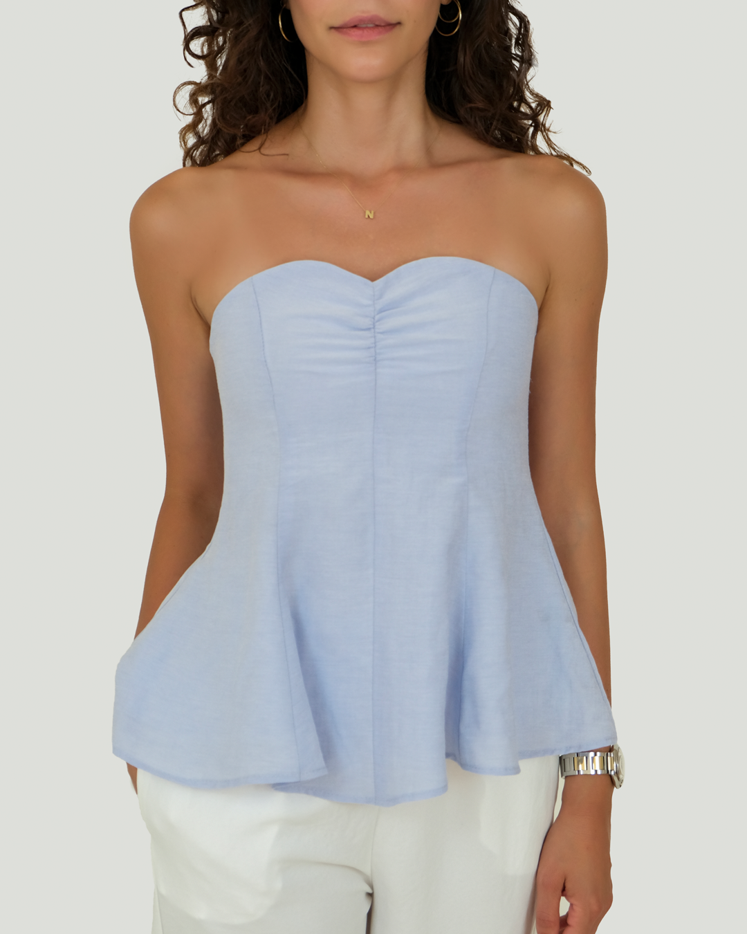 Keten Cotton Straplez Bluz