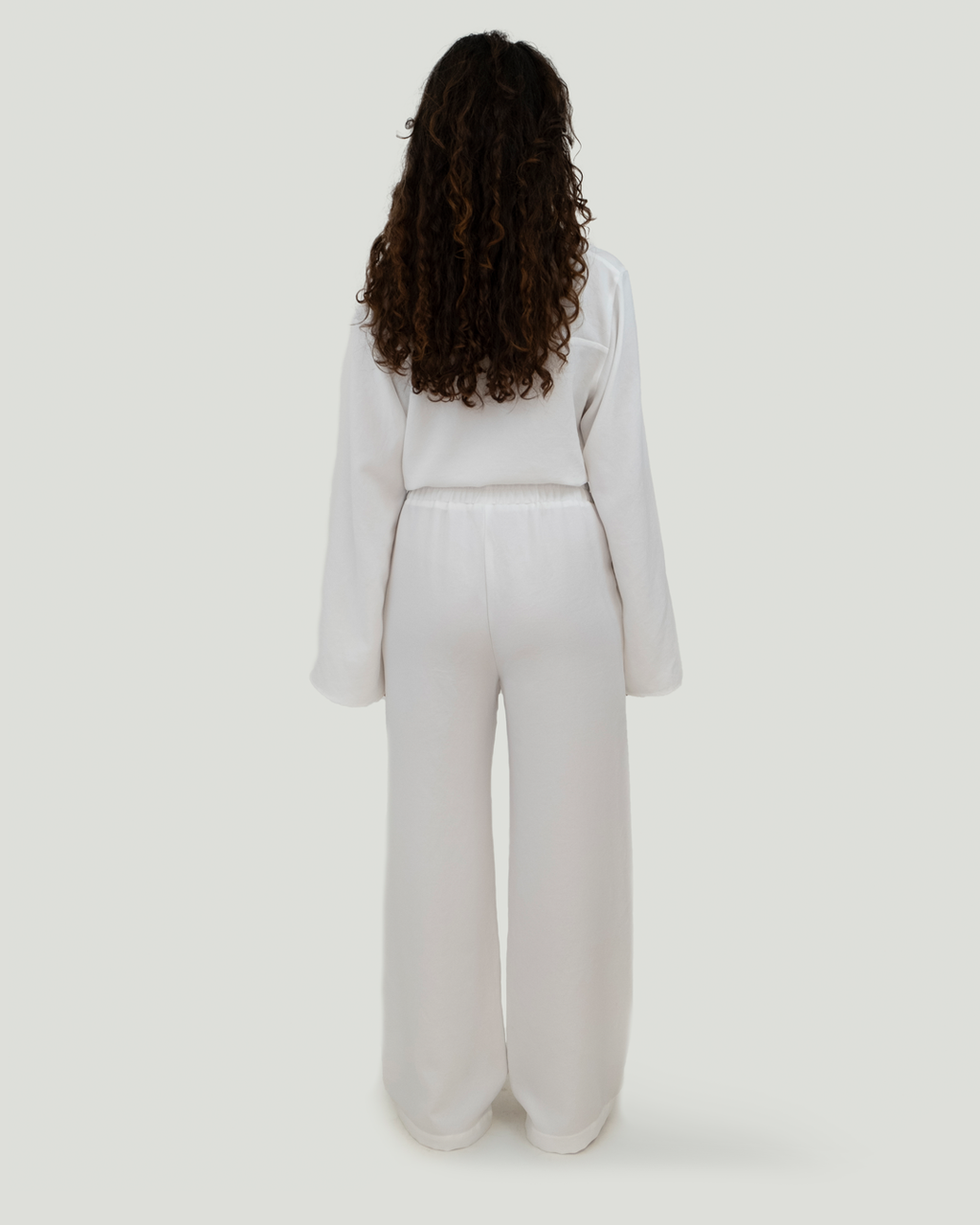 Beli Lastikli Keten Cotton Pantolon, Beyaz