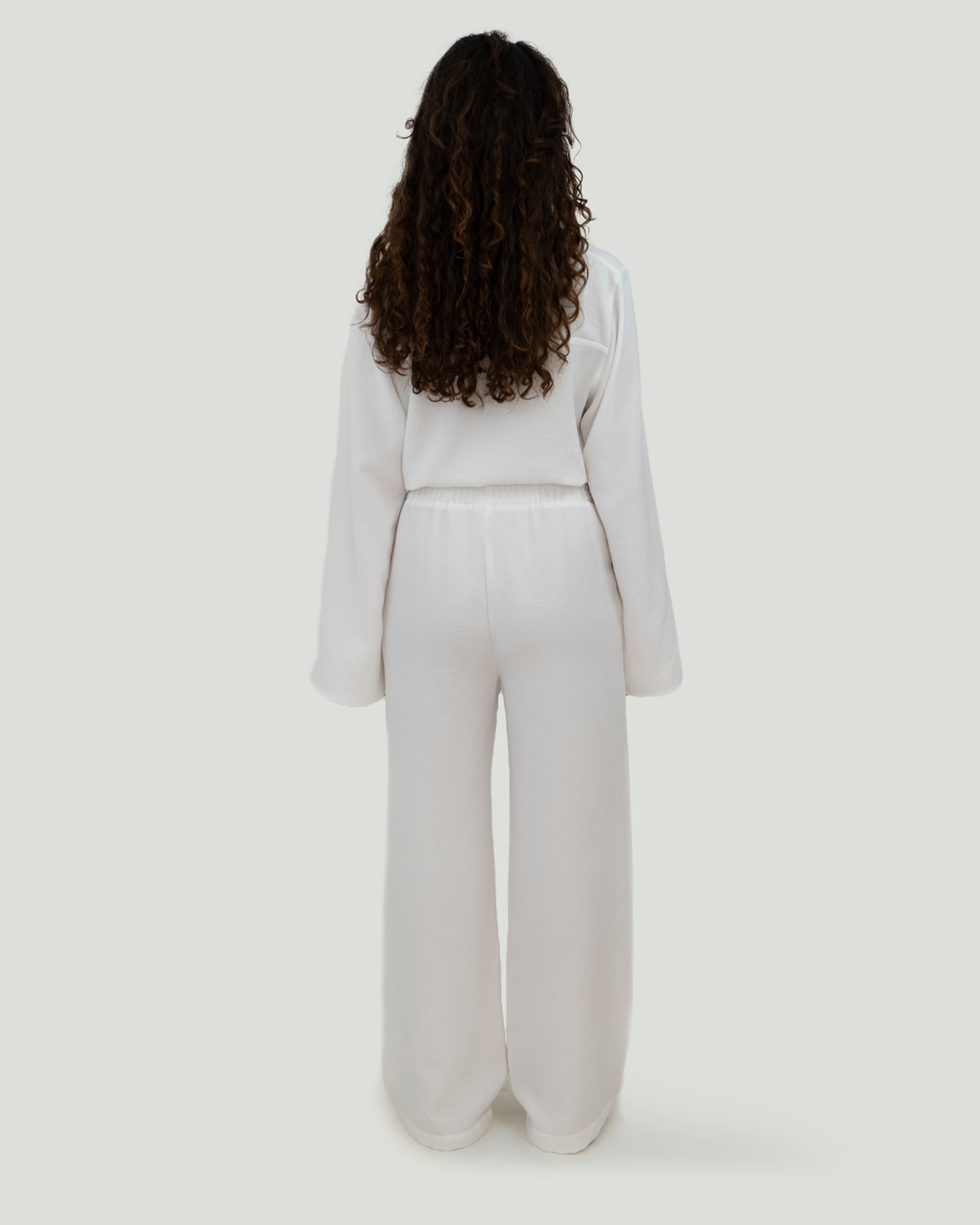 Beli Lastikli Keten Cotton Pantolon, Beyaz