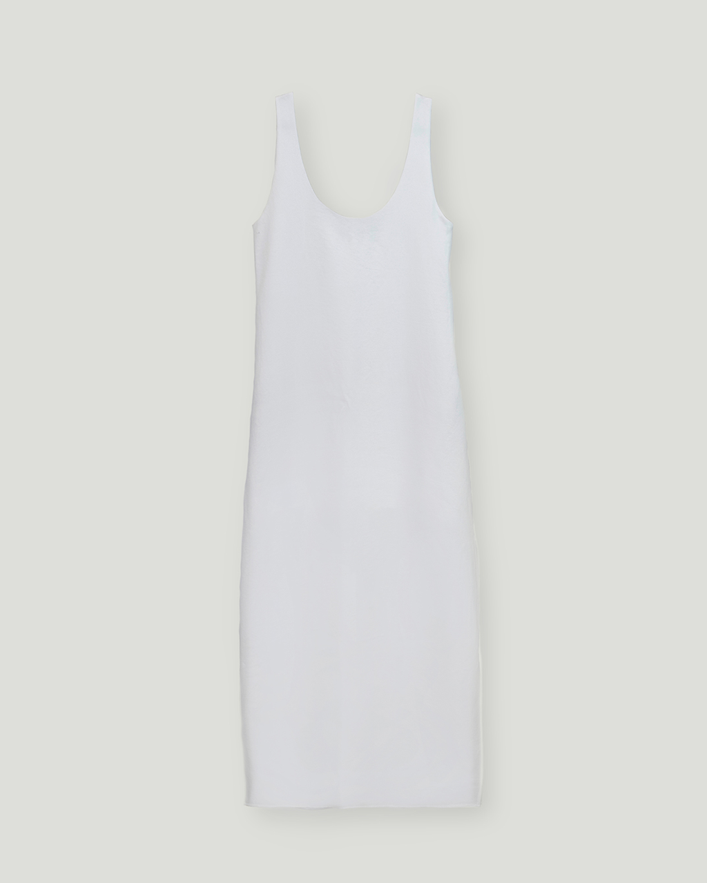 U Yakalı ve Sırt Detaylı Keten Cotton Maxi Elbise, Beyaz