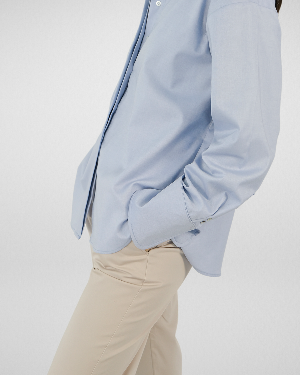 Düşük Omuzlu Oxford Gömlek, Açık Mavi