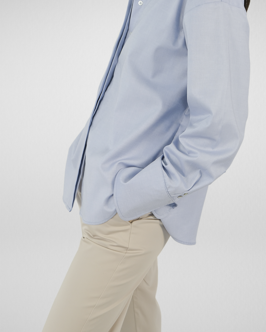 Düşük Omuzlu Oxford Gömlek, Açık Mavi