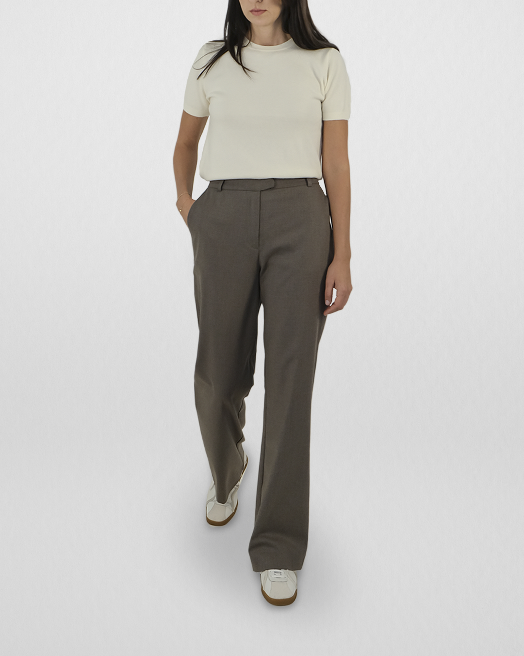 Kemer Detaylı Straight Fit Pantolon, Vizon