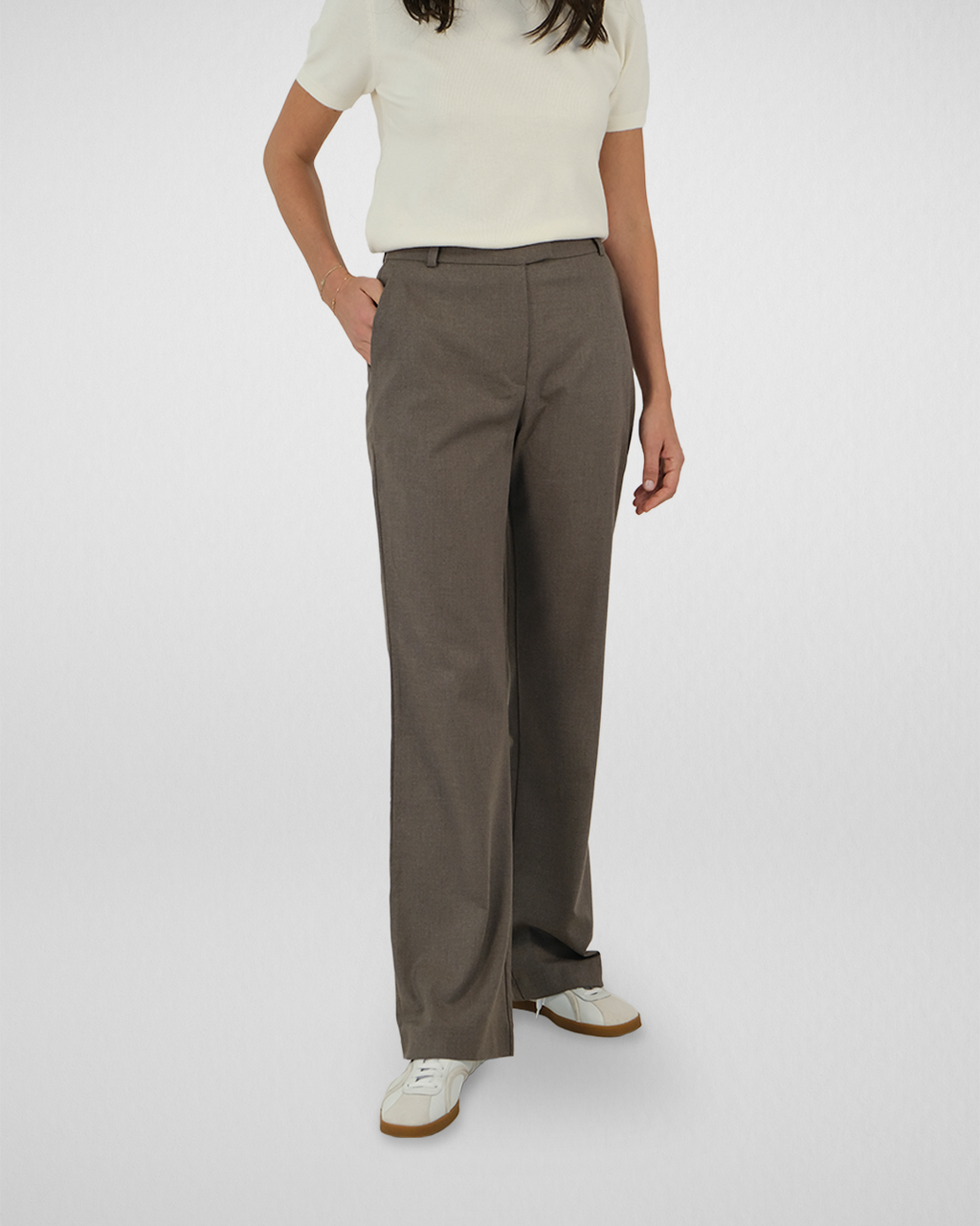 Kemer Detaylı Straight Fit Pantolon, Vizon