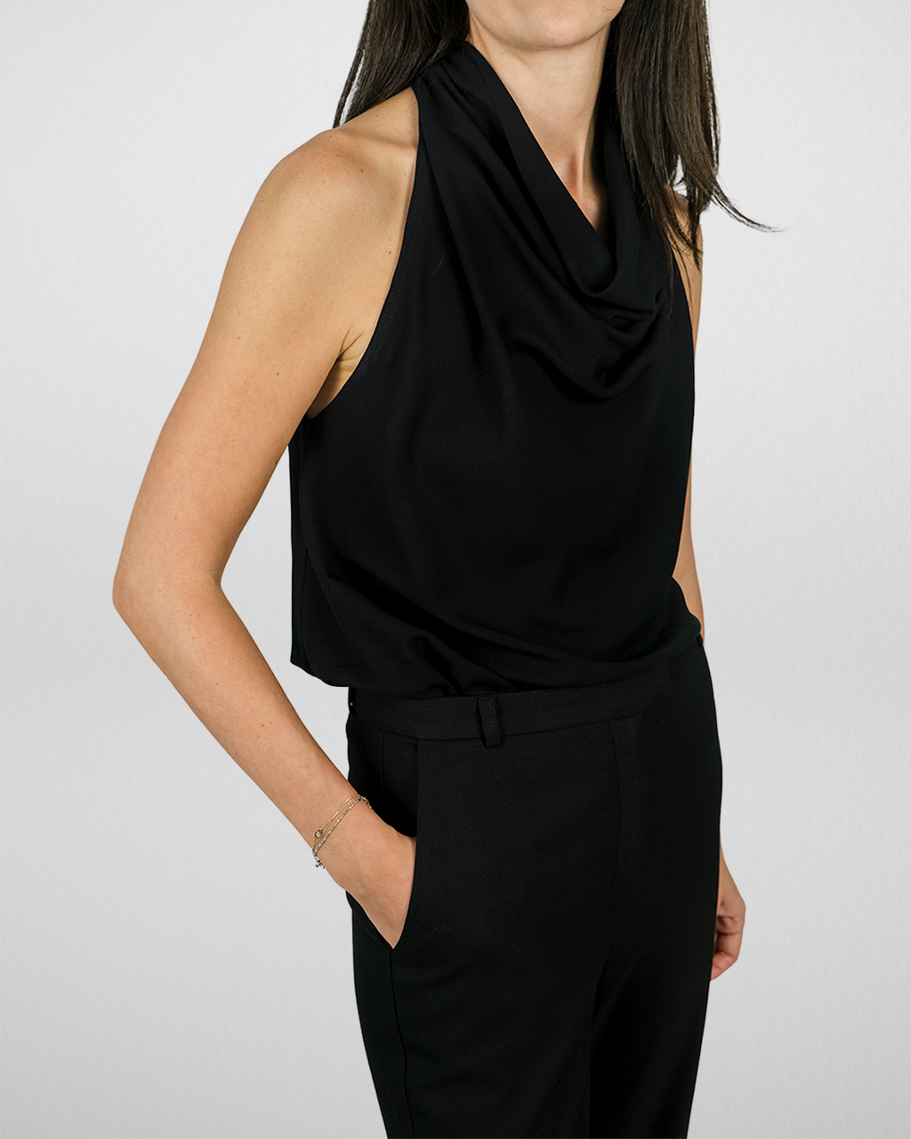 Kemer Detaylı Straight Fit Pantolon, Siyah