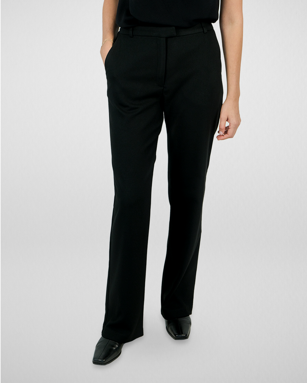 Kemer Detaylı Straight Fit Pantolon, Siyah